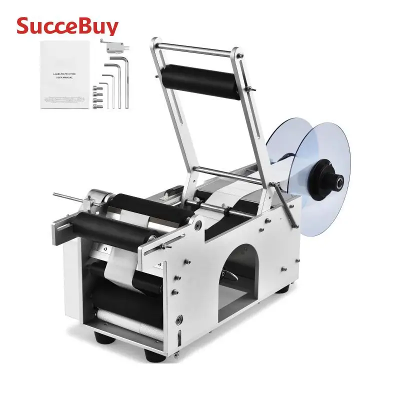 Semi-Automatic Round Bottle Labeling Machine 20-50pcs/min Electric Label Applicator for Bottles Diameter 0.78-4.72in