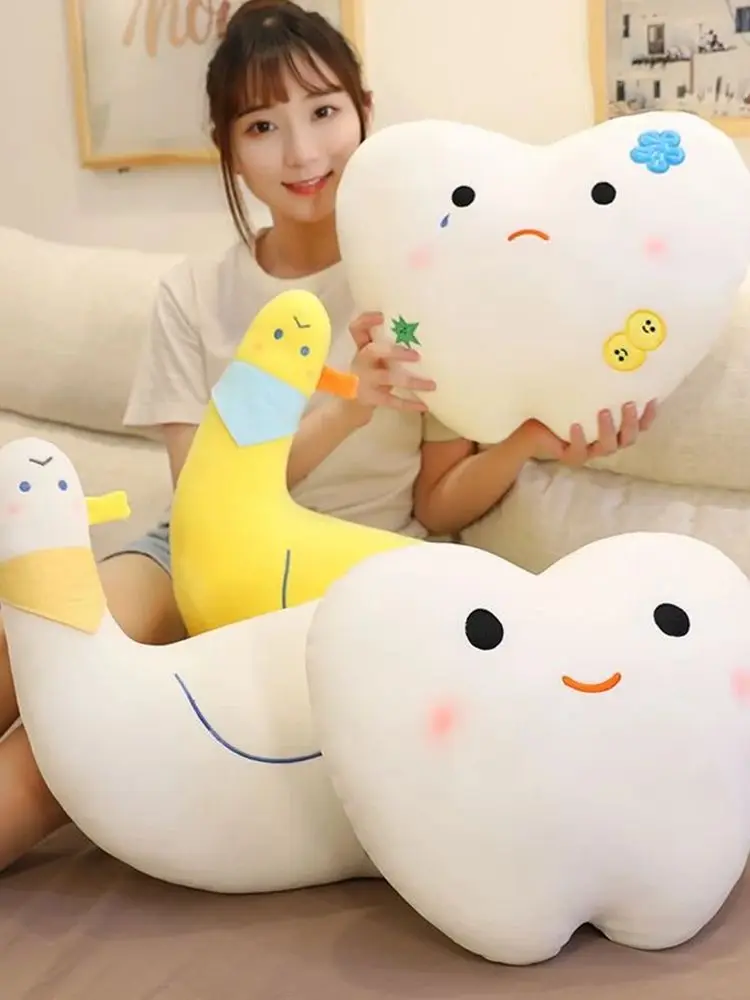 New Internet Celebrity Cute Tooth-Loving Plush Toy Tooth Decay Good Tooth Billow Cushion Boy Girl Props Display Gift