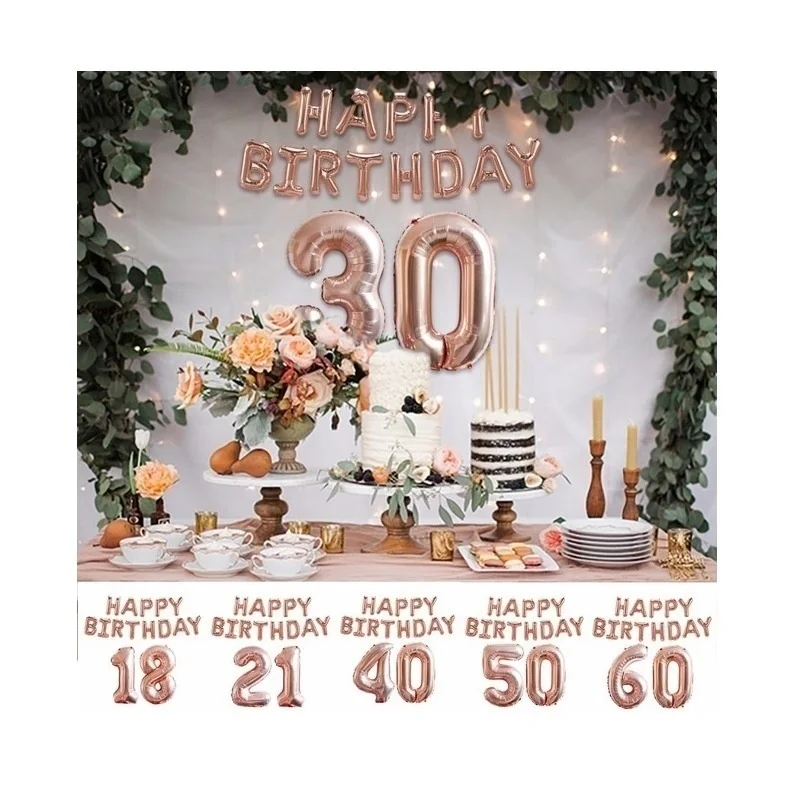 

30th Birthday Party Decoration Balloons Set Gold Silver Rose Gold Numbers 18 21 30 40 50 60th Birthday Decoration wholesale