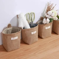 2Pcs Cotton And Linen Fabric Storage Bag Wall Hanging Storage Bag Hanging Pocket Behind The Door Dormitory Mini Cloth Bag 2