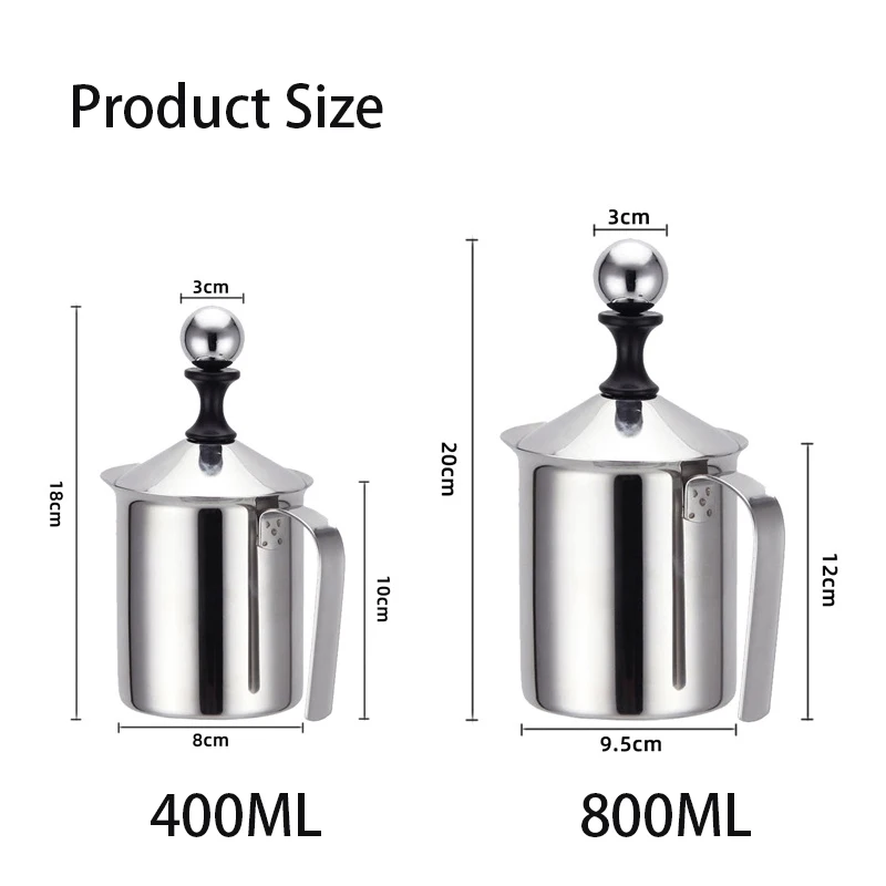 400/800ml Coffee Mixer Stainless Steel Manual Milk Frother Steel