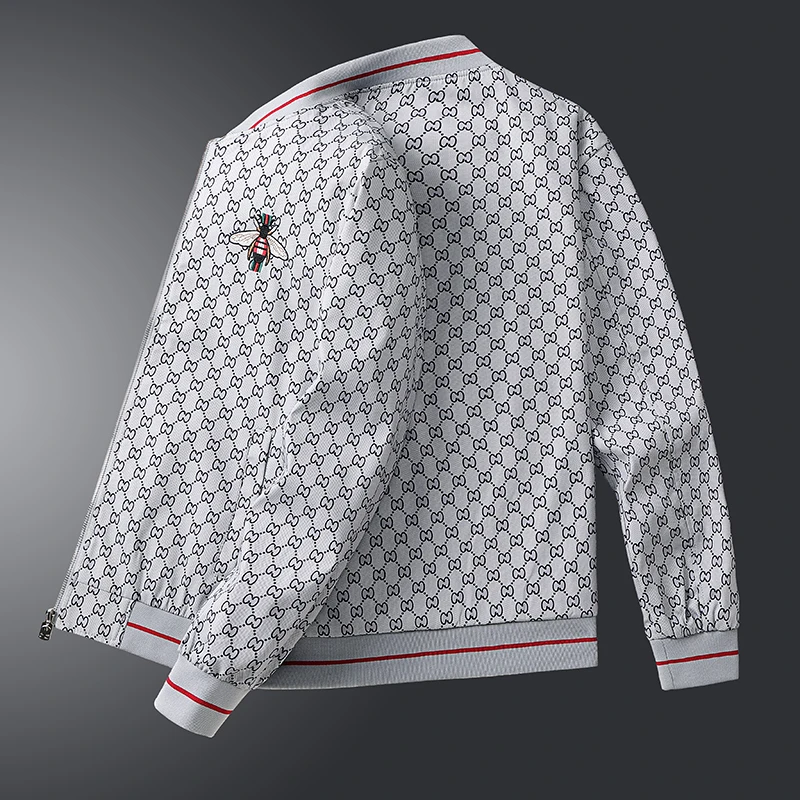 جاكيت رجالي برقبة بيسبول ، معطف بقصة ضيقة ، موضة ا...