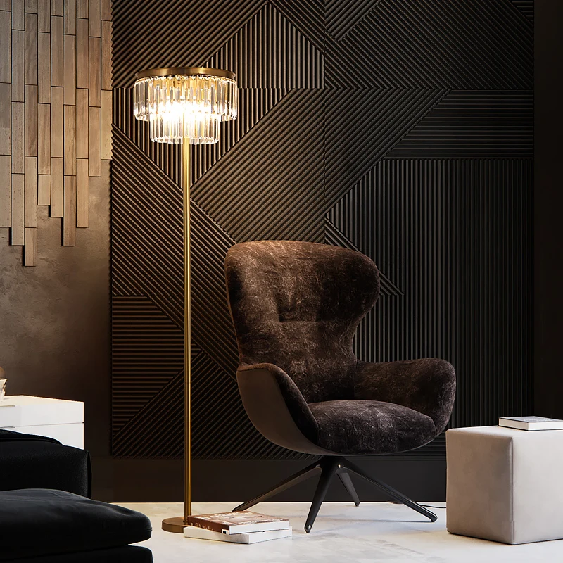 

YEBMLP Modern Crystal Table Lamp Copper Floor Light Luxury Creative Parlor Lighting Hotel Bedroom Cafe Interior Decor Floor Lamp