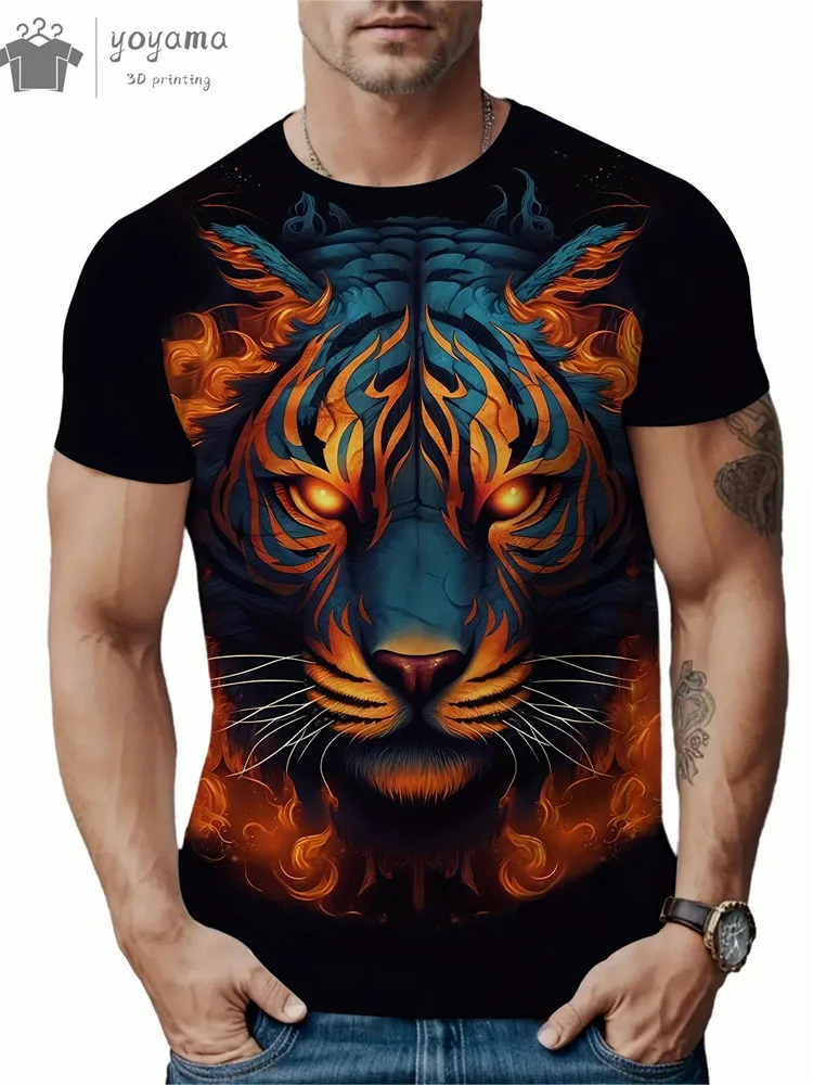 

Retro Tiger Element 3d Printed T-Shirt For Men Short Sleeve Tee Men's Clothing Tops Cool Summer Casual Fashion Oversized T-Shirt