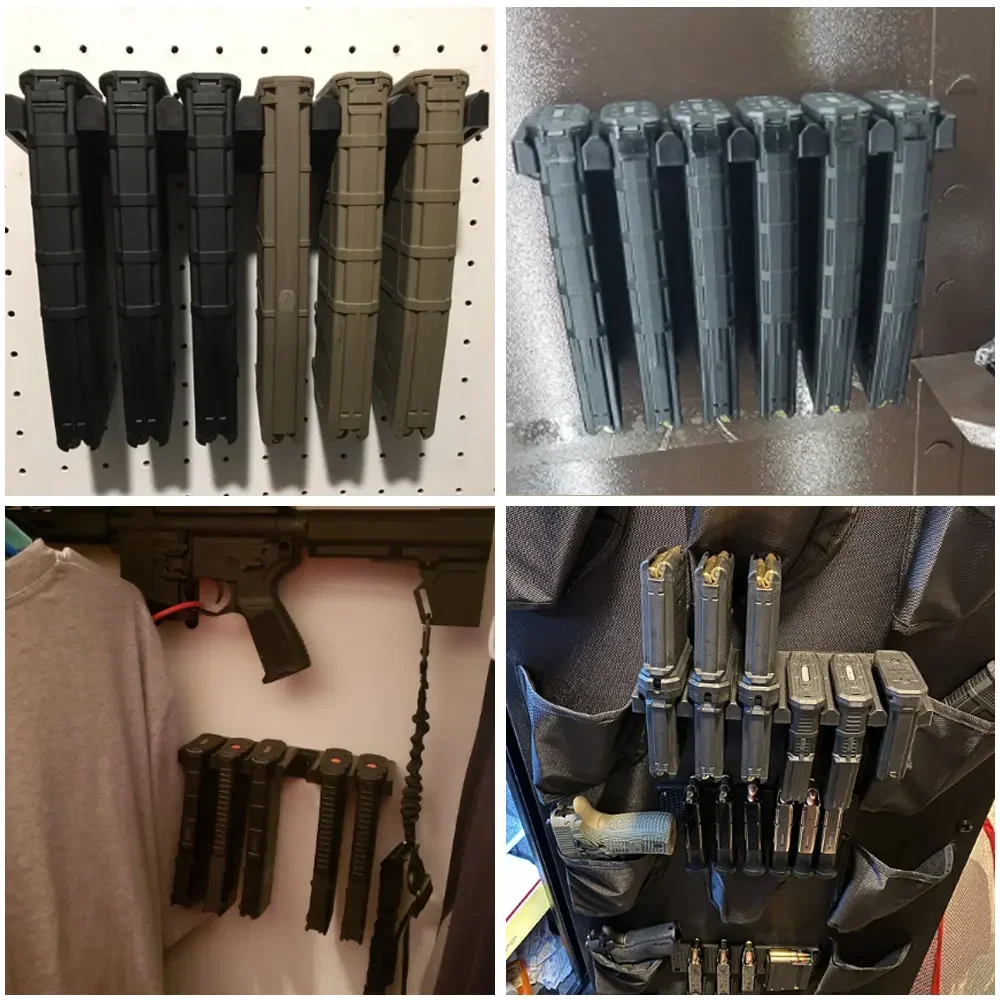 Tactical Ammo Clip Holder 6 Slot Standard AR15 PMAG Wall Mount Magazine Holder Back-up Storage Rack Hunting Airsoft Accessories ammo clip holder