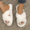 Winter Slipper Women Cross Belt Home Indoor Casual Slippers Female Flip Flops Fluffy Shoes Slides Ladies Soft Warm Plush Slipper 3