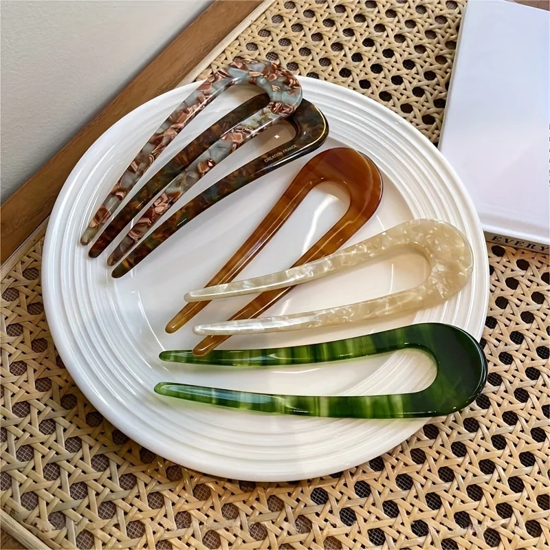 Elegant French U-Shaped Hairpin - Retro Hair Bun And Hairpin, Suitable For Thick Hair Headdress, Hairpin, Hair Fork, Girl Hairst