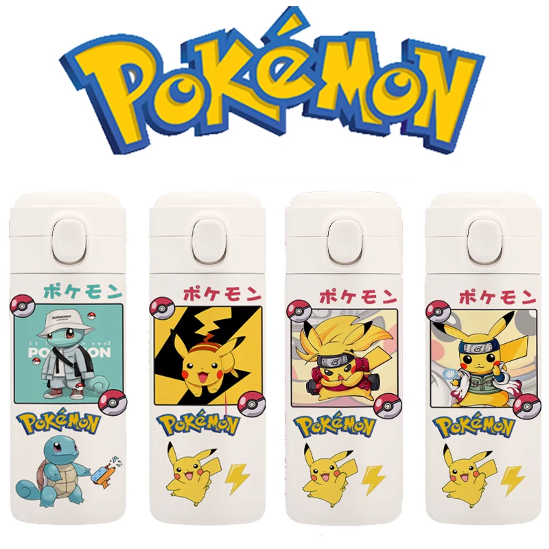 

Pokemon Anime Pikachu Squirtle Stainless Steel Insulated Cup Cute Cartoon Snorlax Bulbasaur Student Water Cup Holiday Gift