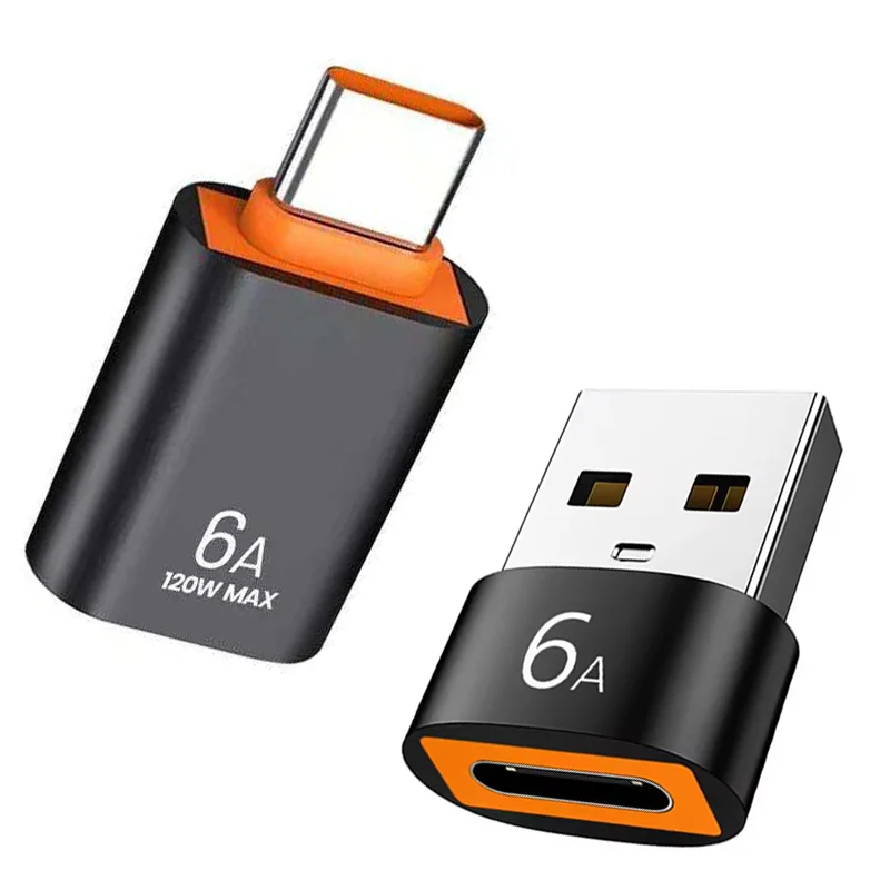 6A USB to 타입 C OTG 어댑터 120W USB-C 남성 to 타입-C 여성 충전기 변환기 맥북 삼성 데이터 전송 1개 2개