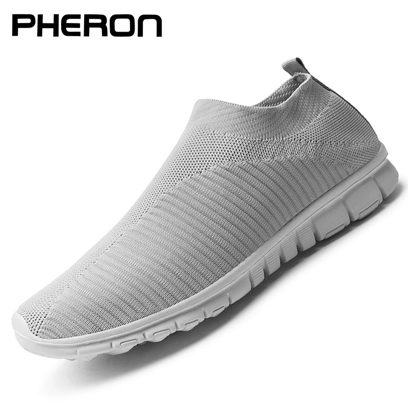 Solid White Fashion Knitting Casual Shoes Men Super Light Breathable Stretch Socks Sneakers Slip On Tenis Masculino Black Flats | Обувь