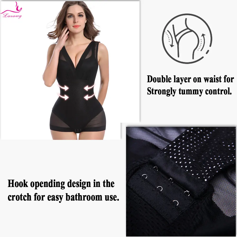 LAZAWG Bodysuit Shapewear for Women Tummy Control Underwear Body Shaper Flat Belly Panties Slim Waist Trainer Vest Under Dress