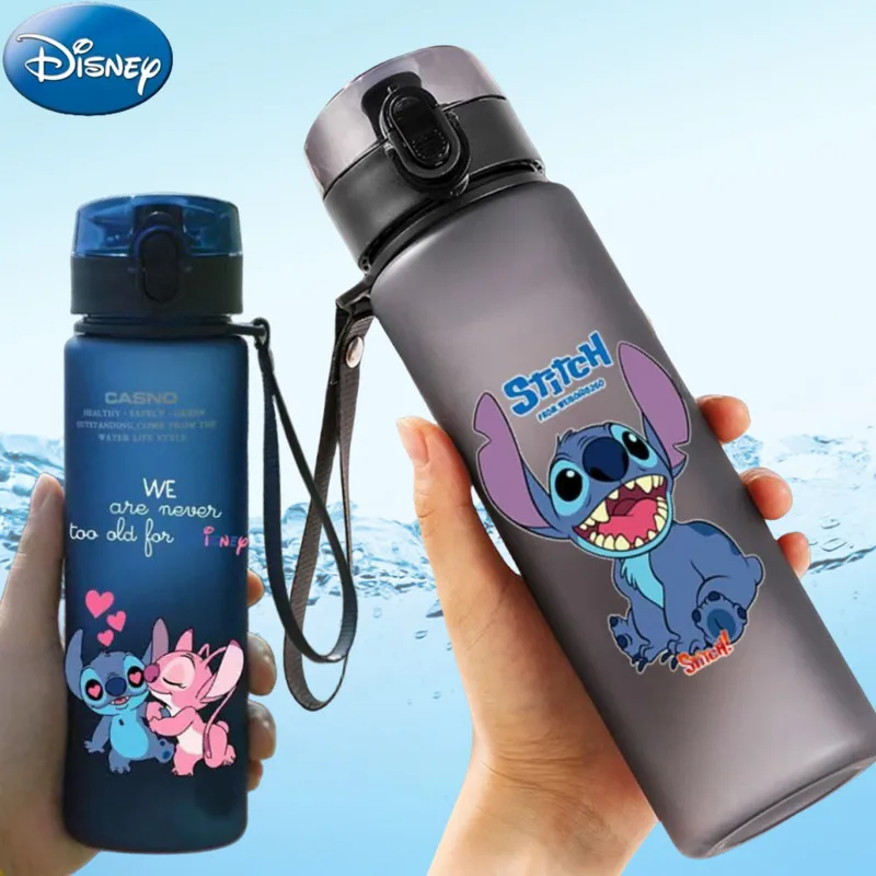 560Ml Disney Stitch Water Bottle Anime Stitch Figure Cartoon Bambini Plastica Water Glass Adult High Capacity Sports Water Cup