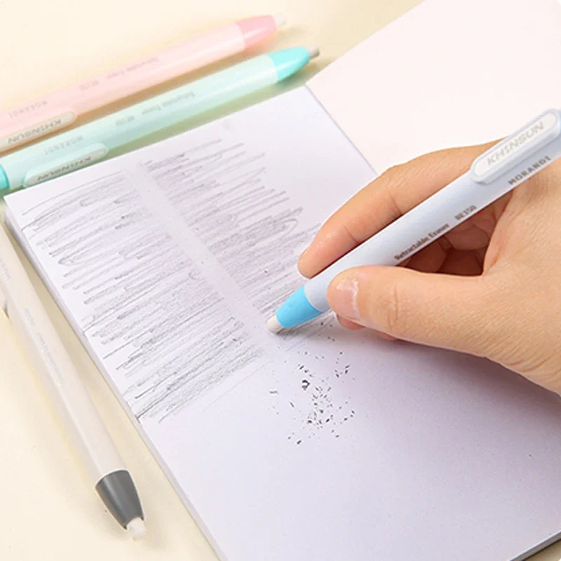 1+5pcs Pen Shape Press Type Pencil Eraser Replaceable Core Sketching Painting School Writing Erase Supplies Japanese Stationery pencil eraser eraser pen eraser refillable pen