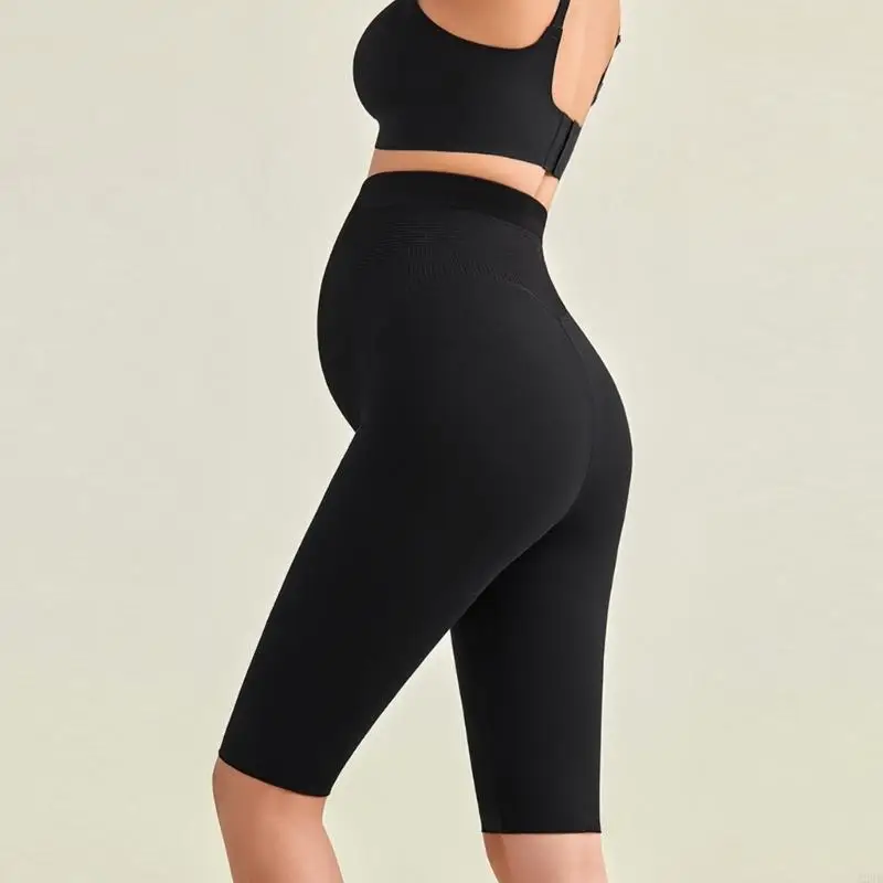 Umstands-Yoga-Shorts, hochelastische Baumwolle, Stretch, für schwangere Frauen, bequem, atmungsaktiv, Workout, kurze Leggings – Detail 6