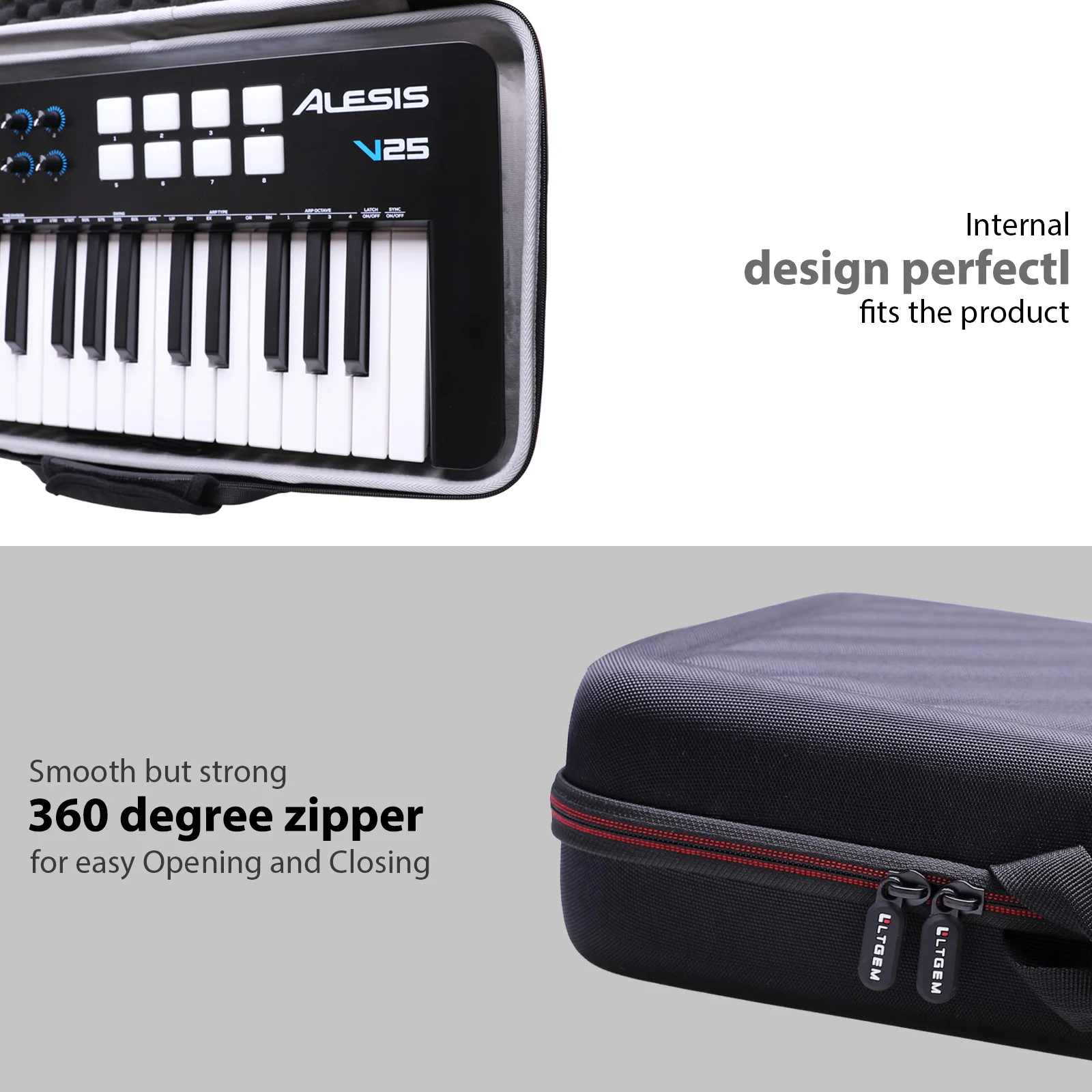 EVA Case for Alesis V25 MKII USB MIDI Keyboard Controller with 25 Velocity Sensitive Keys, Musical Instrument Storage Case