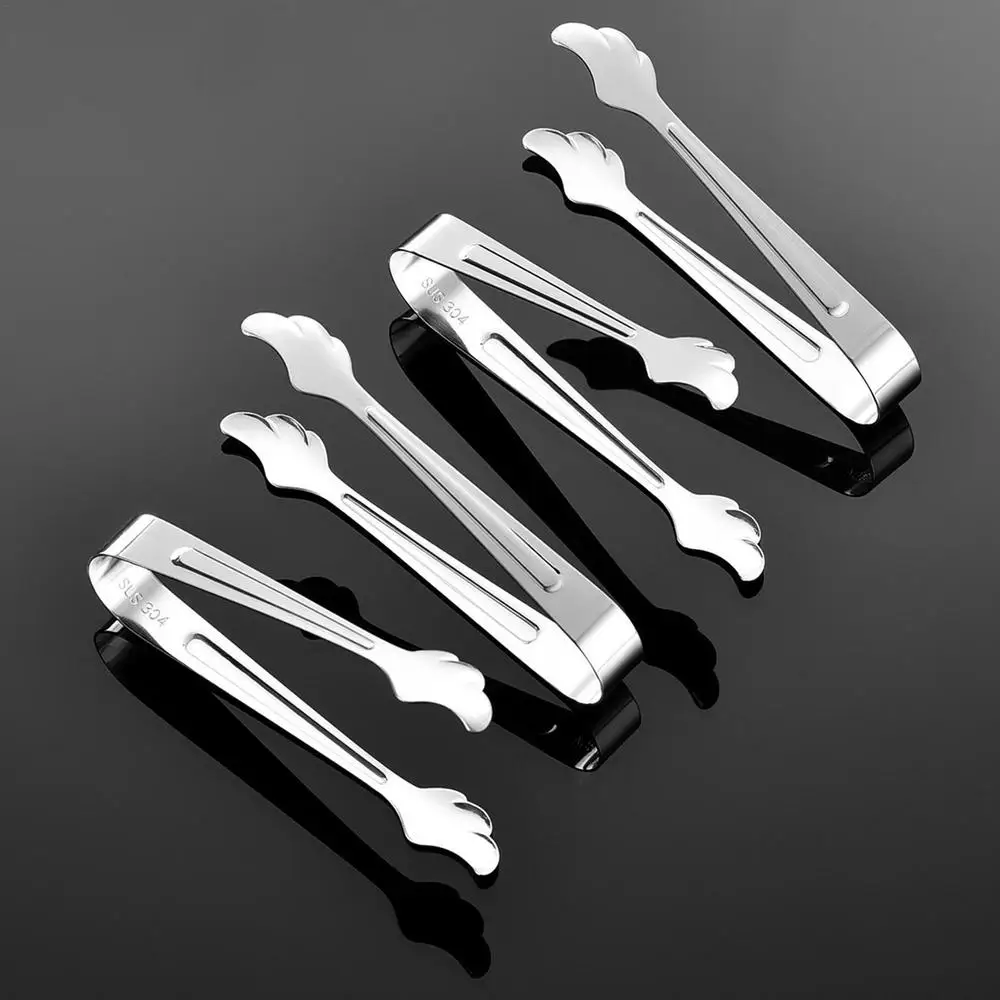 Stainless Steel Ice Cube Sugar Tongs Mini Serving Tongs For Salad Ice Non-Stick Bread Meat Fruit Clamp Kitchen Clip Tools