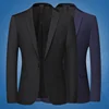 Blazer New Men's Fashion Business Solid Color British Style Professional Work Groom Wedding Dress Best Man Blazer Jacket 3