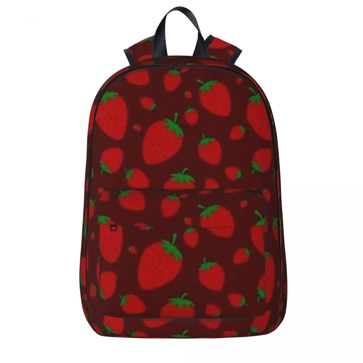

Strawberries Pattern With Dark Red Background Backpack Boys Girls Bookbag Students School Bag Kids Laptop Rucksack Shoulder Bag