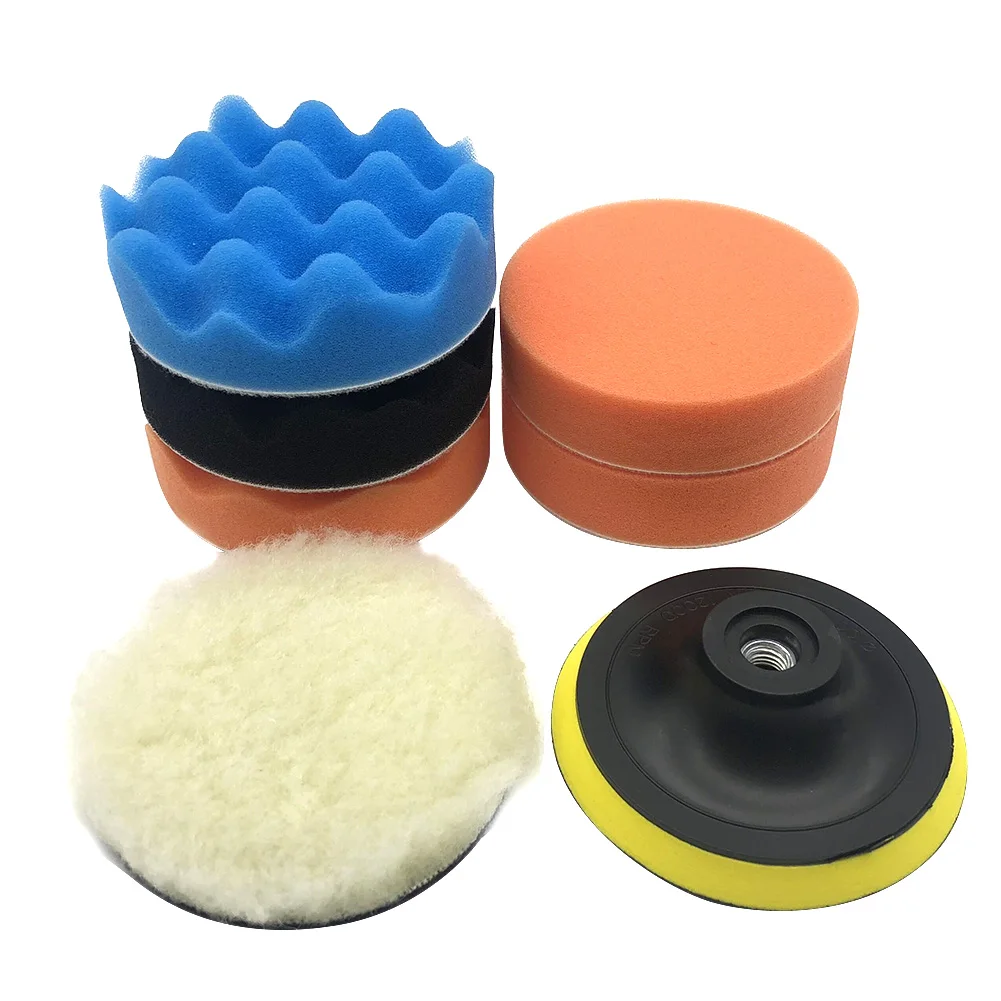 7Pcs ing Pad Set Thread 4 inch Auto Car Polishing Pad Kit for Car Polisher + Drill Adaptor M10 Power Tool Accessories