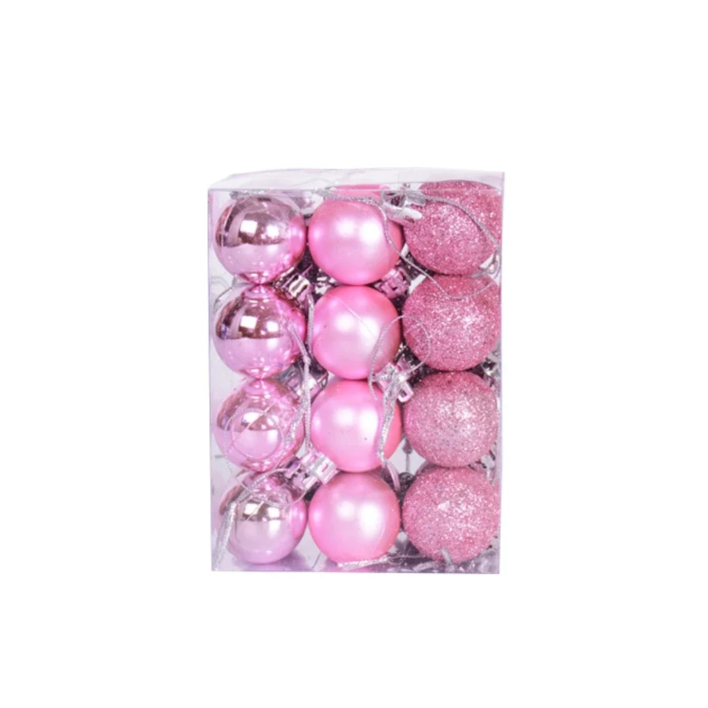 24 piezas/caja de bolas de Navidad, adorno decorativo para árbol de Navidad, para decoración del hogar, colgante, regalo de Año Nuevo, bola de Navidad de 3 cm