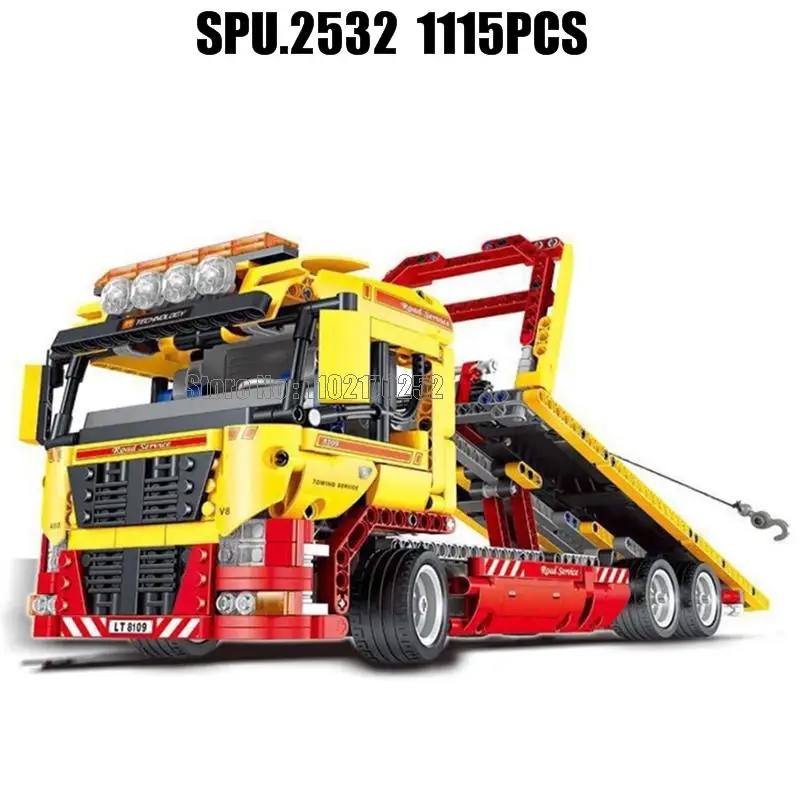 Flat Bed Technic 8109 1115pcs Technical Flatbed Truck With Motor