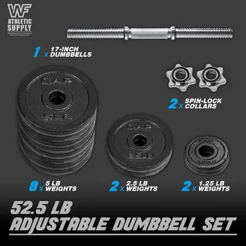 AQCAPHAUS Adjustable Dumbbells,20lb,25lb,30lb,52.5lb; 100lb Options,Exercise Fitness Equipment for Home Gym,Muscle Building; Cor 3