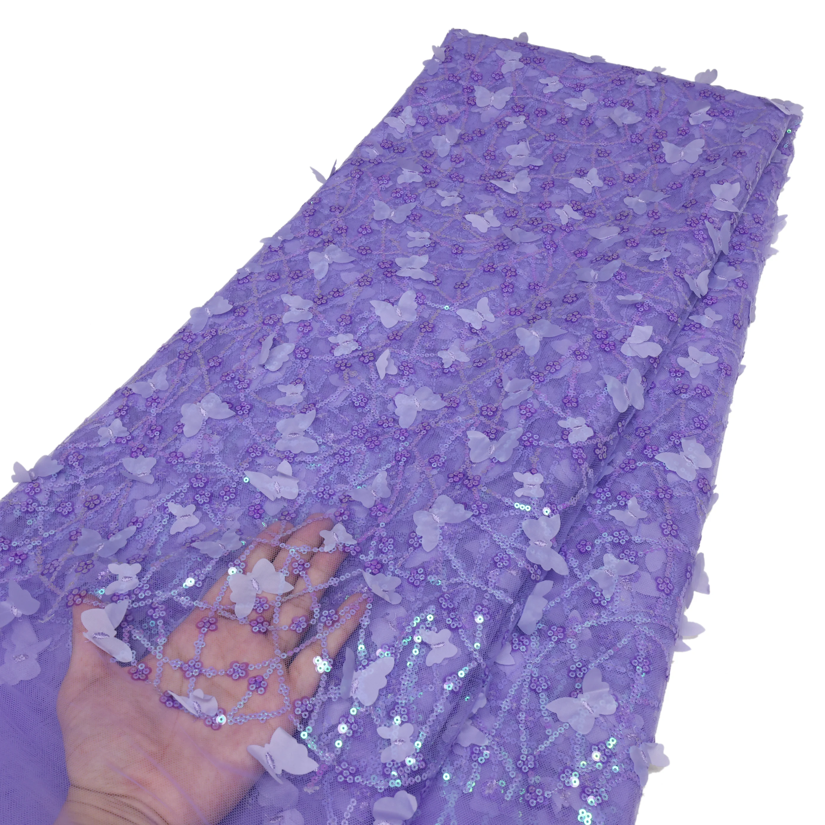 African Sequins Tulle Lace Fabric 2025 High Quality Nigerian French Butterfly Mesh Lace Party Prom Sewing 5 Yards/Lot LY3080