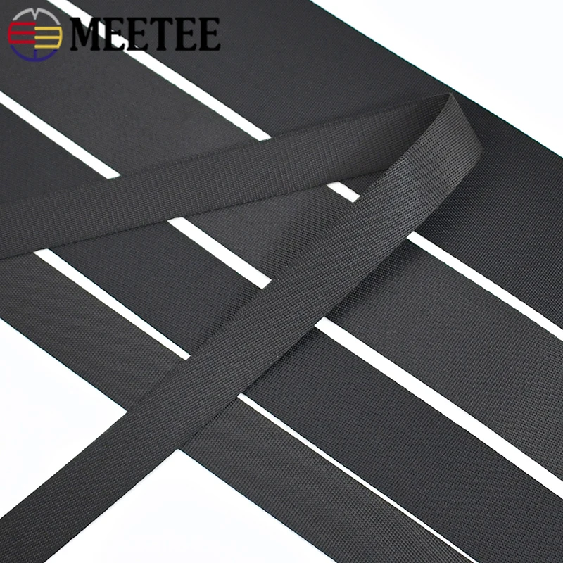 Durable Black Nylon Webbing Strap - Versatile 10m x 10-100mm Roll for DIY Projects & Accessories