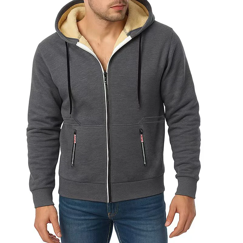 Animal Game Hoodies for Men Heavyweight Fleece Sweatshirt Full Zip Up Thick Sherpa Lined Hooded Jacket Casual Thick  Sweatshirts