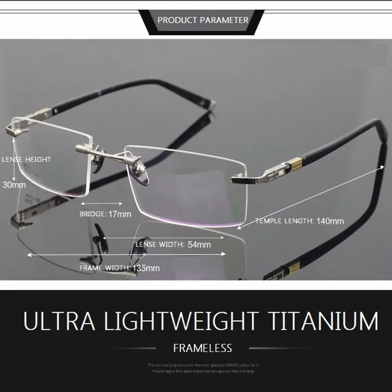 Chashma Unisex Rimless Square Titanium Eyeglasses 58103 Image 1