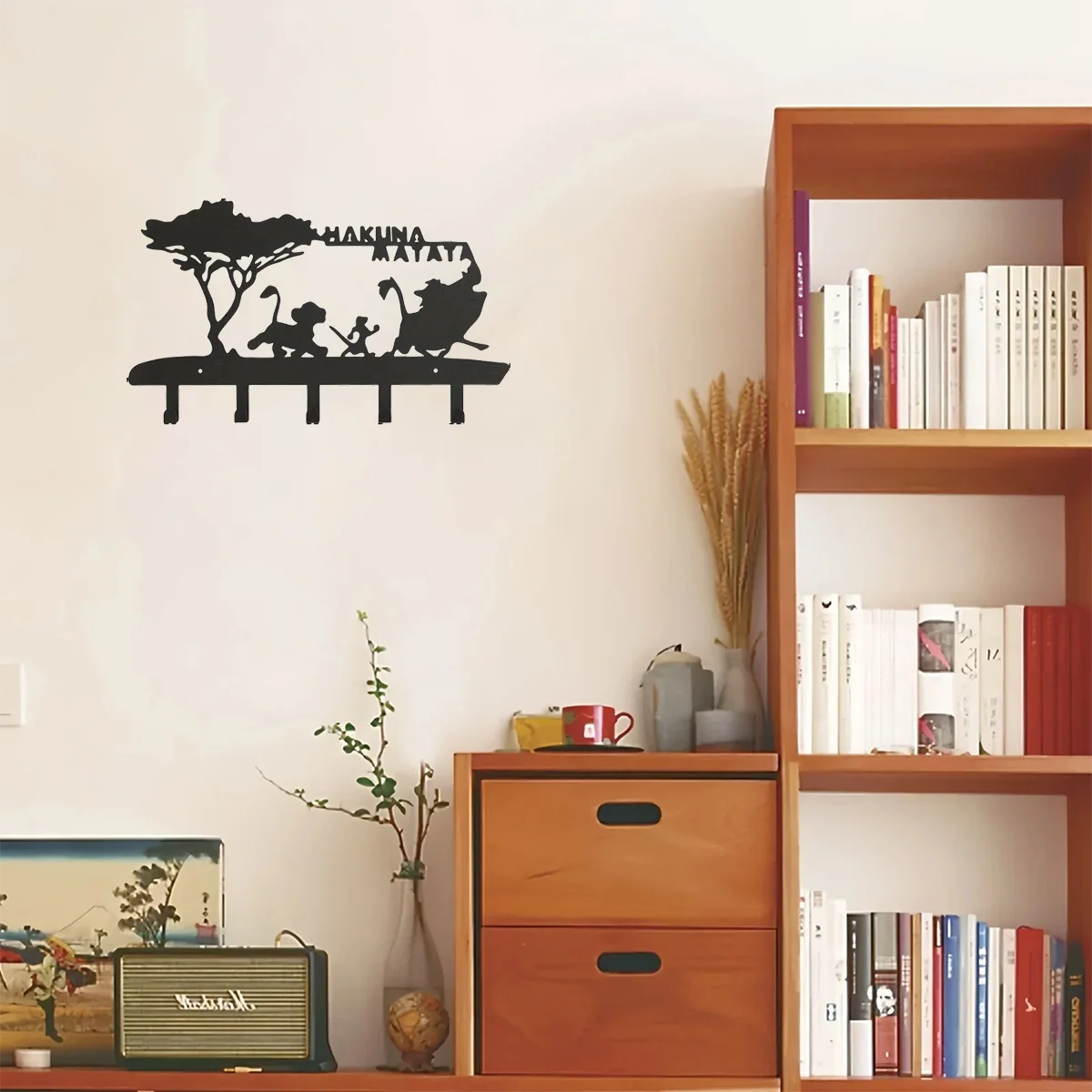 

Hello Young Key Holder Wall Mounted Key Holders for Wall Decorative with 5 Hooks Black Metal Key Organizer Rack Hanger Home Dec