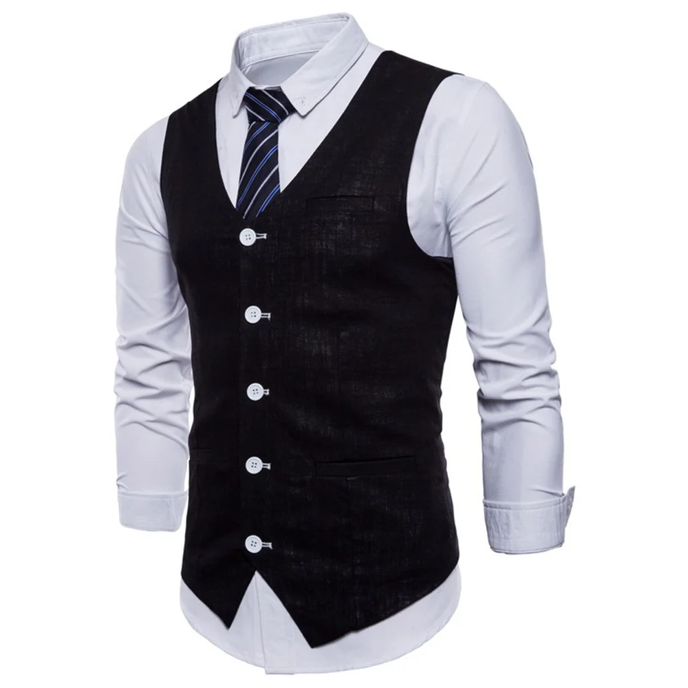 2022 new spring and autumn foreign trade British men's solid color single breasted vest multicolor casual Korean vest coat suit for men