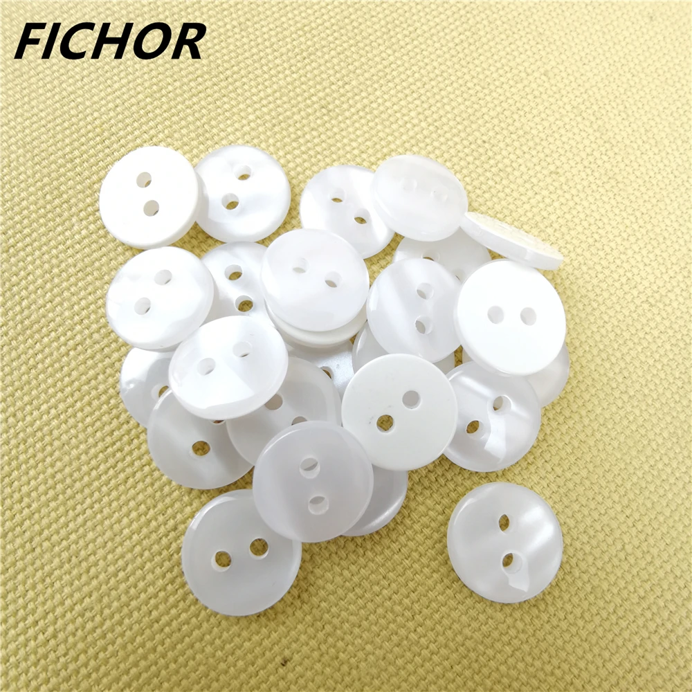 30 pcs 11mm 2 Hole White Resin Sewing Buttons Cute solid Color Round Shape Button For Baby Kids Clothes DIY Accessories 5