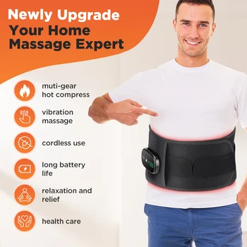 Heating Vibration Massager Belt, Red Light Hot Compress Waist Support Brace Waist Back Massage Lumbar Support Belt Health Care 3