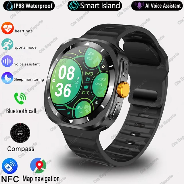 Korea Language For Samsung Galaxy Watch 7 Ultra GPS Compass NFC Smart Watch Outdoor Sport AMOLED BT Call  Galaxy7 Men Smartwatch 7