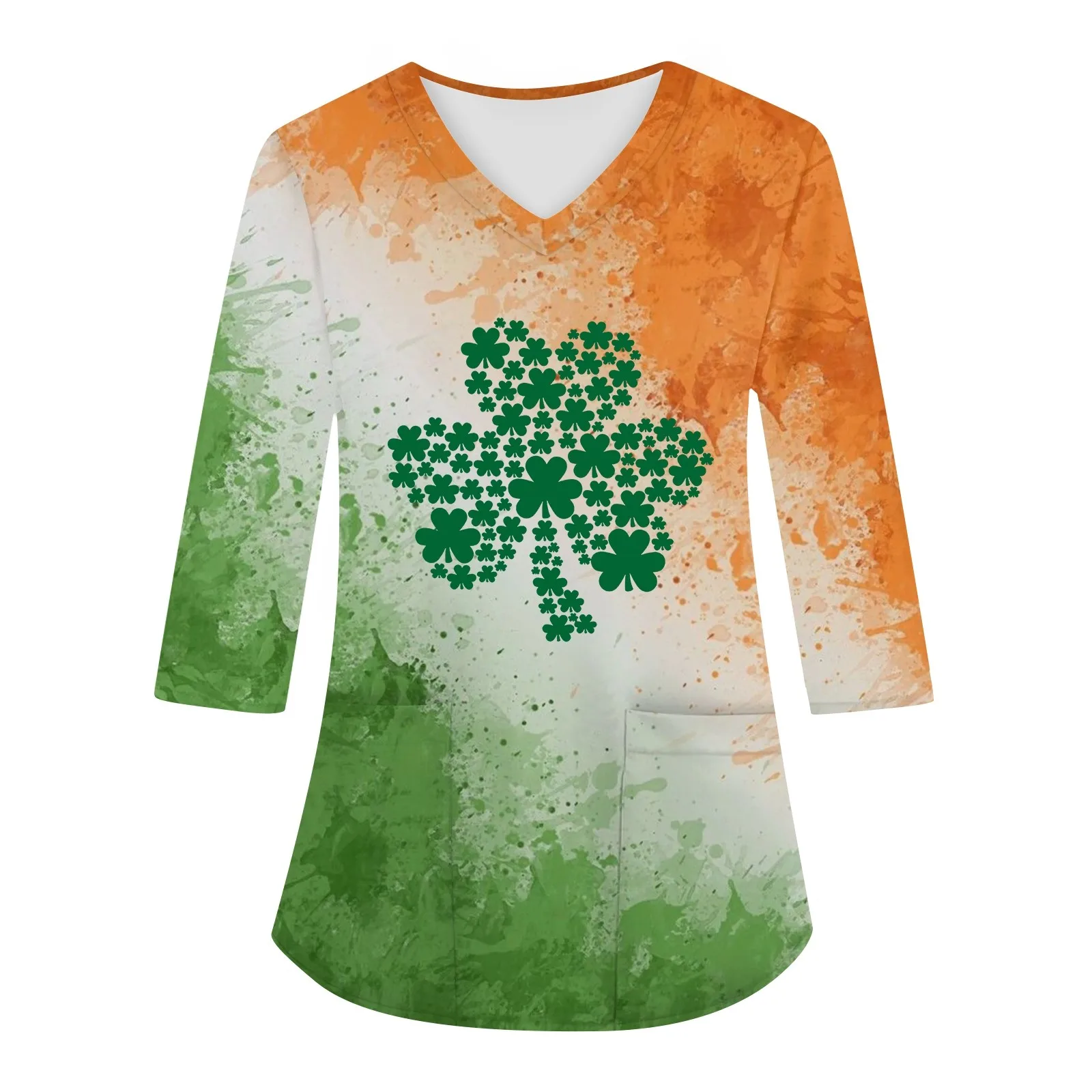 

St Patrick Day Print Women'S Top Scrub Medical Uniform Men Hospital Nurse Uniform Scrubs Tops Scrubs Shirt Nurse Uniform Shirts