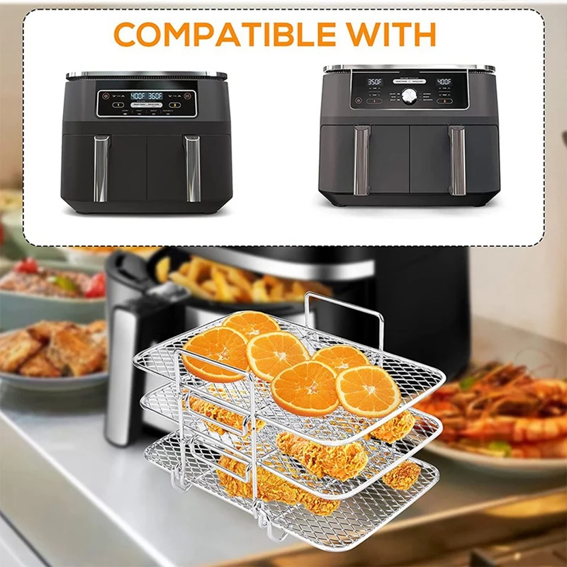 Air Fryer Rack For Ninja Air Fryer Multi-Layer Double Basket Air Fryer Stainless Steel Grilling Rack Cooking Easy To Use