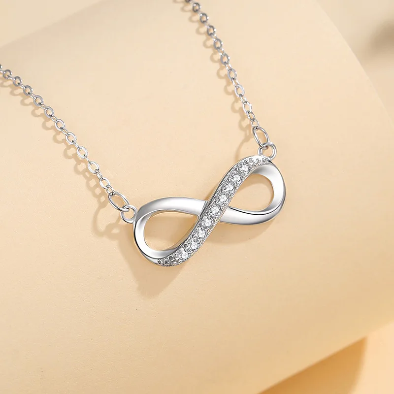 Digital 8 Necklace Sterling Silver S925 European and American Circular Symbol Women's Necklace Luxury Jewelry Gift