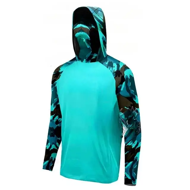 2024 Summer Performance Fishing Hoodie Mask Uv Protection UPF 50 Long Sleeve T-shirts Men Breathable Angling