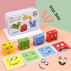Jeu de construction pour enfants, blocs de construction, Cube de dessin animé, Puzzle en bois, Montessori, anxiété, jouets anti Stress 