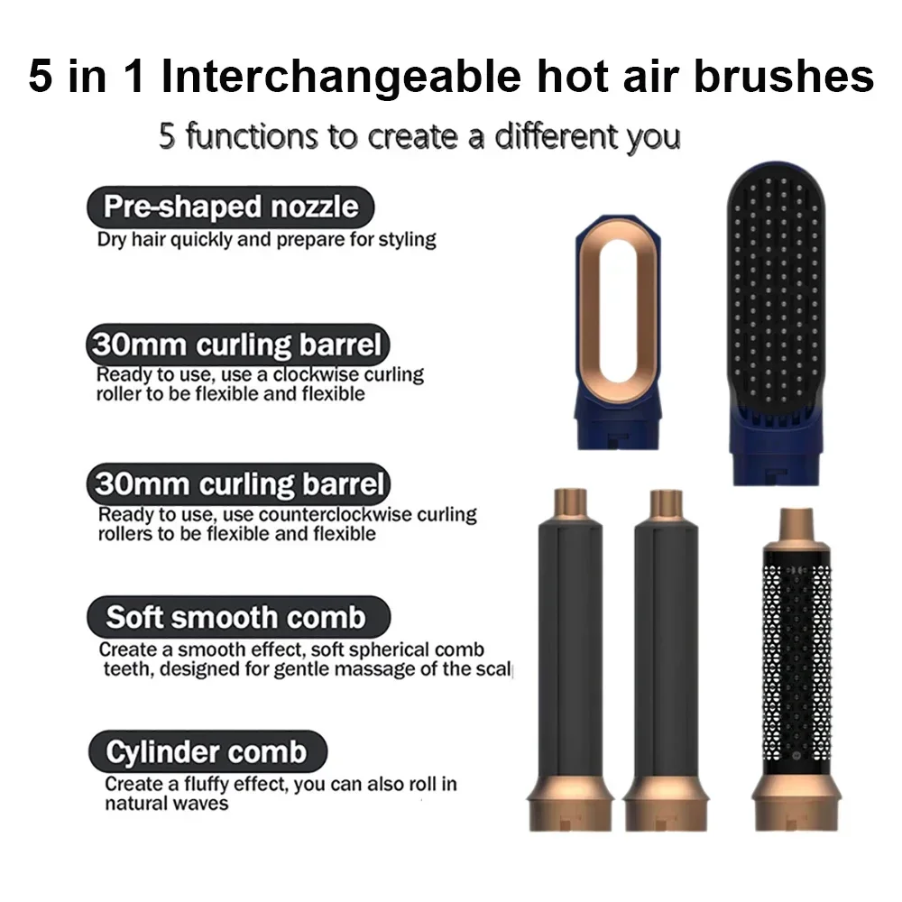 Nouveau 5 In1 Multi défriser les cheveux Styler fer à friser sèche-cheveux avec brosse à cheveux sèche-cheveux pour sèche-cheveux cheveux Multi Style – Image 2
