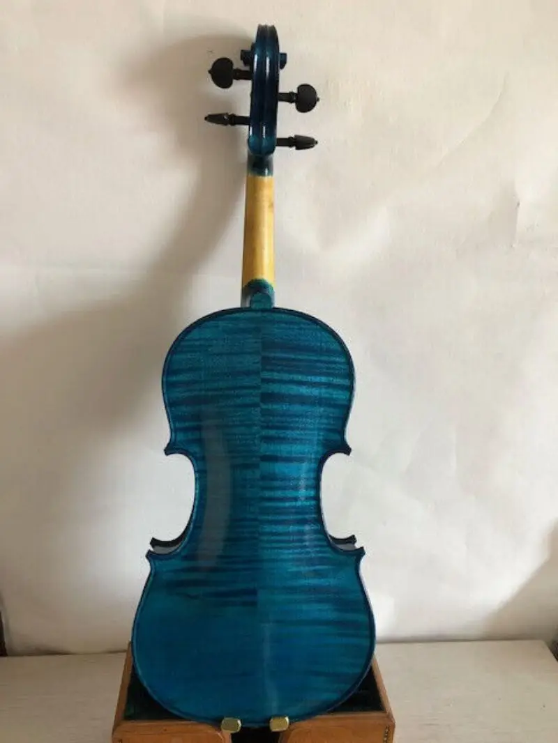Master 4/4 violin blue color solid flamed maple back spruce top hand made 2738