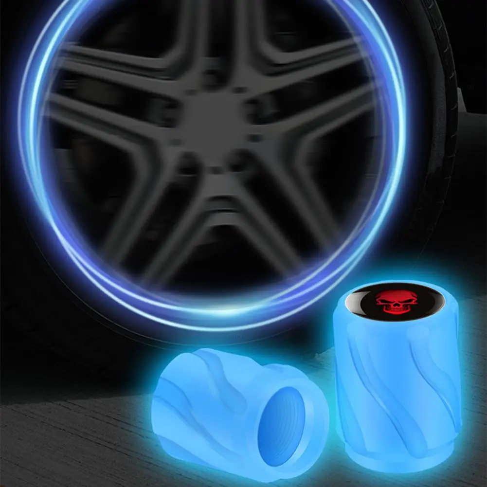12Pcs Luminous Car Universal Tire Valve Stem Caps Simple Installation Universal Fluorescent Tire Valve Caps Car Exterior Parts