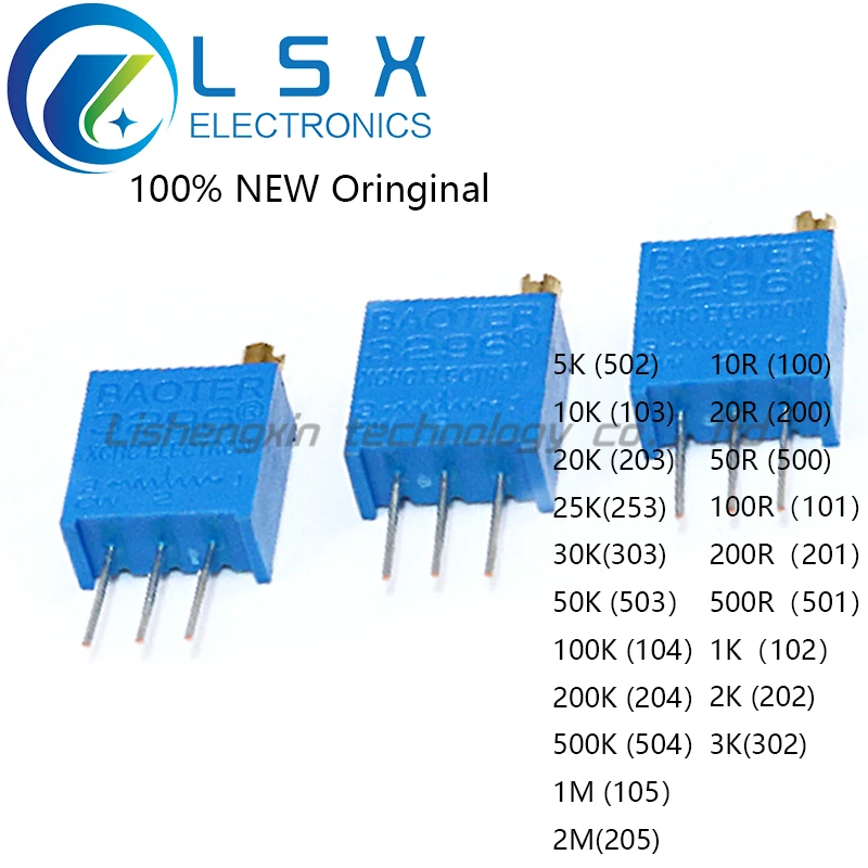 

10pcs 3296W 103 10K Top Adjustment Multiturn Adjustable Potentiometer 1K2K5K50K100K200K500K1M