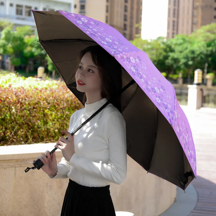 Japanese Hook Curved Handle Star Stripes Three Fold Vinyl Sun Protective  Sun Umbrella Sun Umbrella Sun Umbrella
