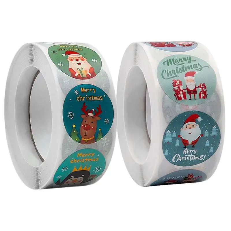 

Merry Christmas Stickers Round With Strong Adhesive | Christmas Decoration Envelope Seal Sticker For Card Gift Box 500PCS