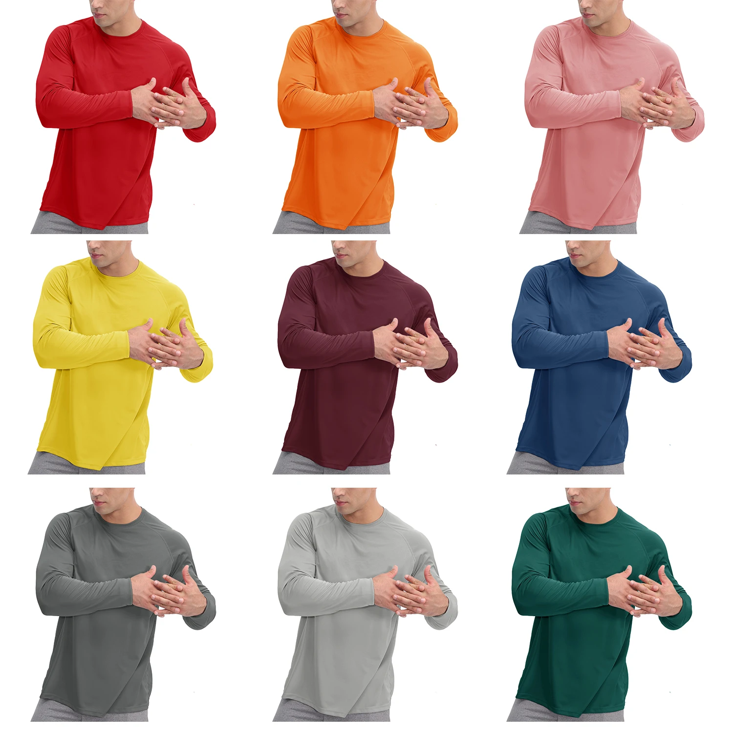 TACVASEN Sun Protection T-shirts Summer UPF 50+ Mens Long Sleeve Quick Dry Athlectic Sports Hiking Performance T-shirts Tee Tops