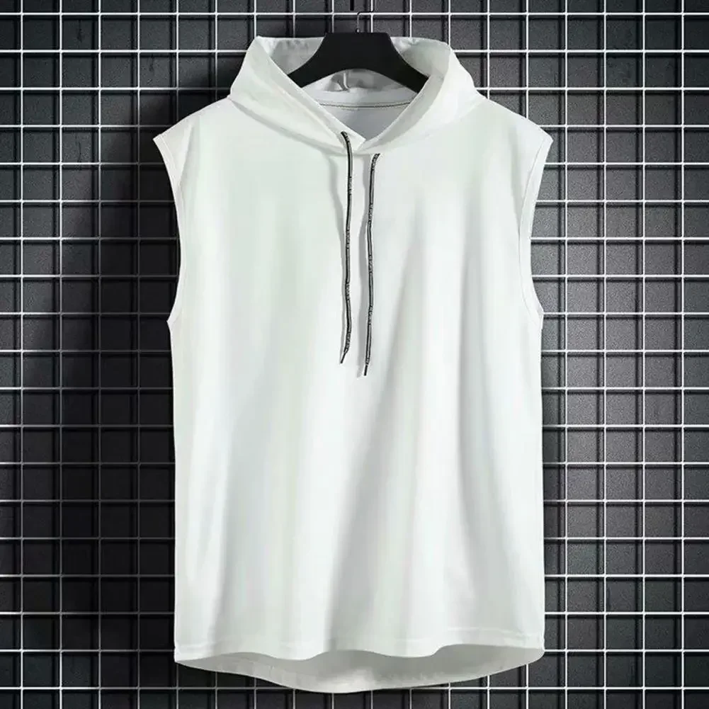 Tank Tops Sleeveless Vests Mens Tank Tops Fitness Clothes Ice Silk Summer Muscle Hoodie Vest Sleeveless Bodybuilding Gym Workout Fitness Shirt