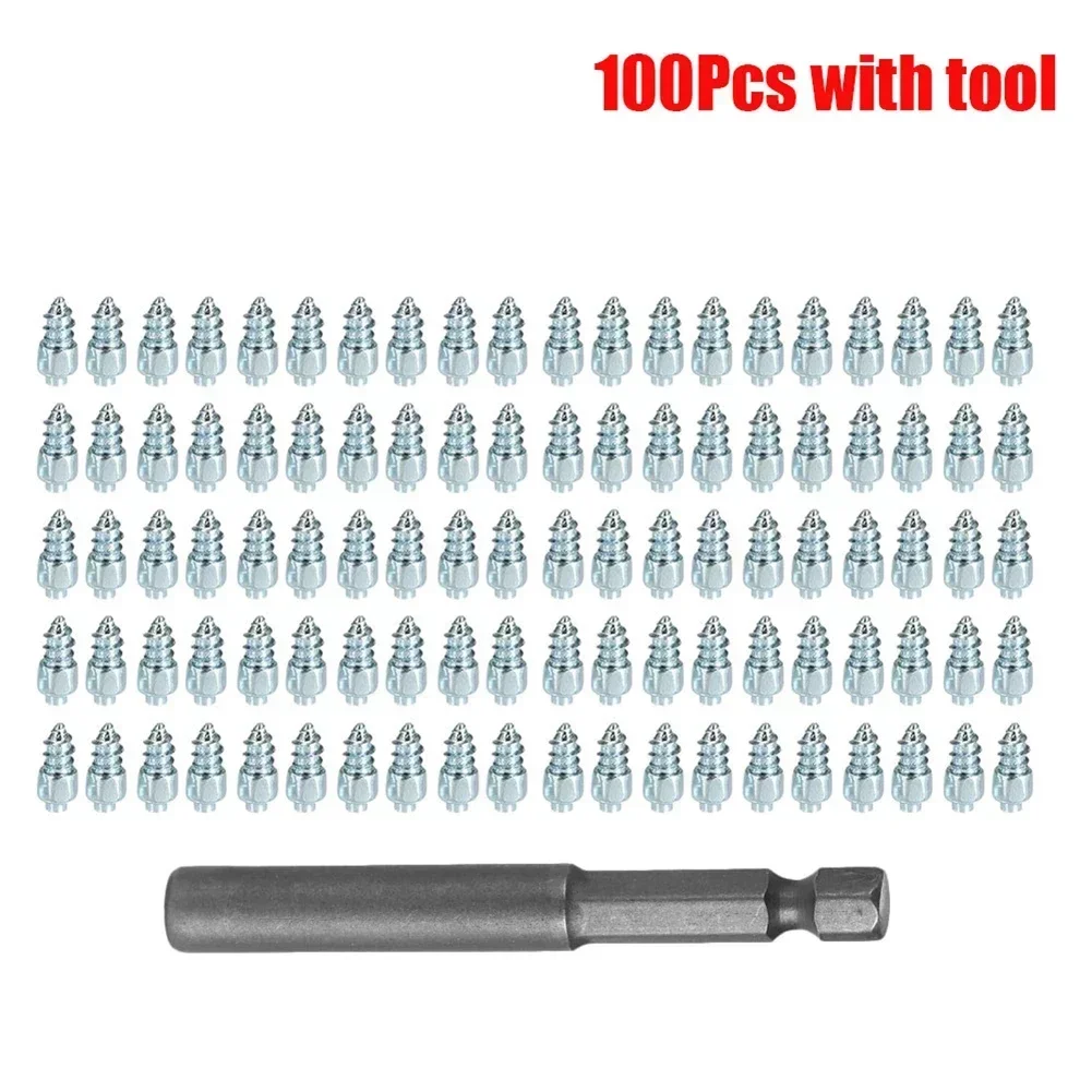 100 Pcs Car Tire Anti-Slip Screw Stud Winter Wheel Tyre Snow Ice Auto Motorcycle Bike Tire Spikes Snow Sole Cleats