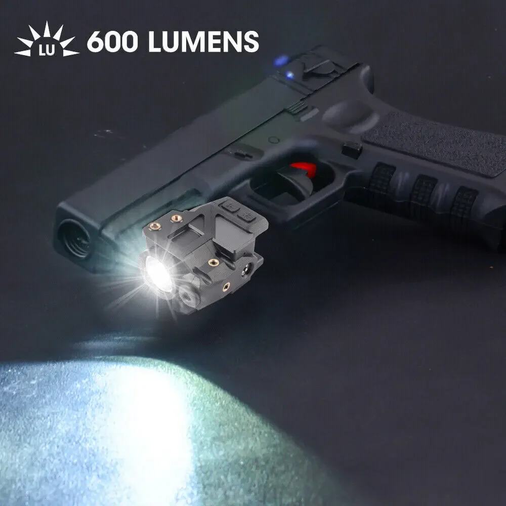Tactical High Lumen 600lm LED Flashlight and Green Laser Sight Combo For Self Defense G2 G3 Pistol Glock 17 19 Lanterna G2C